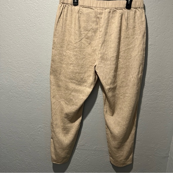 J. Jill Womens Pant Large Beige Linen Stretch Resort Vacation Vanilla Minimalist - Picture 3 of 5